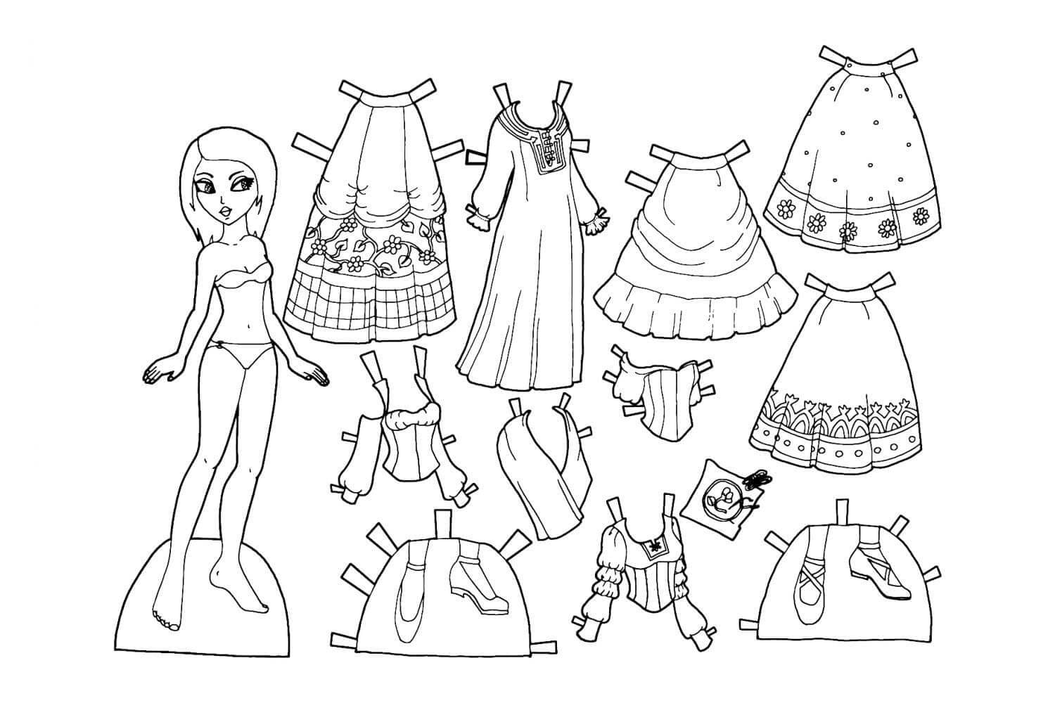 Paper Doll Coloring Pages Printable For Free Download