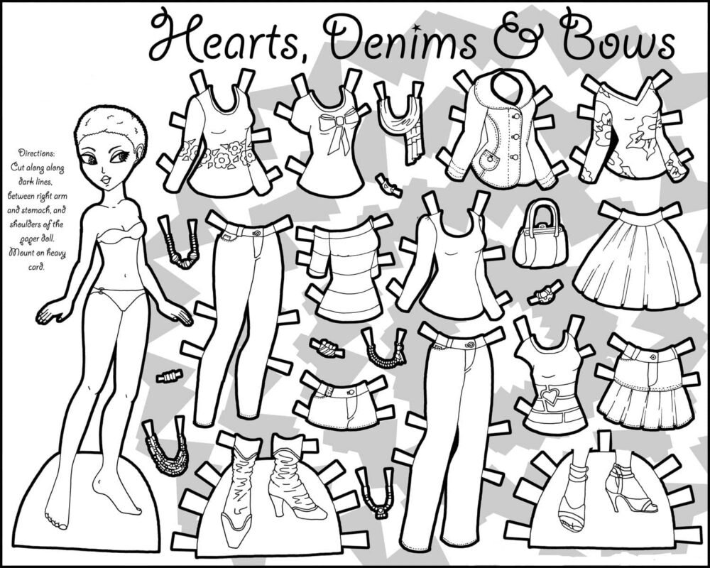 Paper Doll Coloring Pages Printable for Free Download
