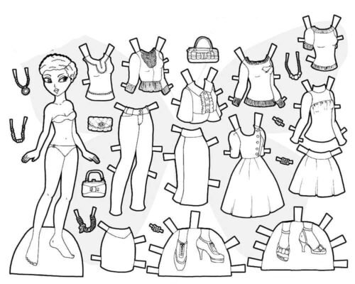 Paper Doll Coloring Pages Printable for Free Download