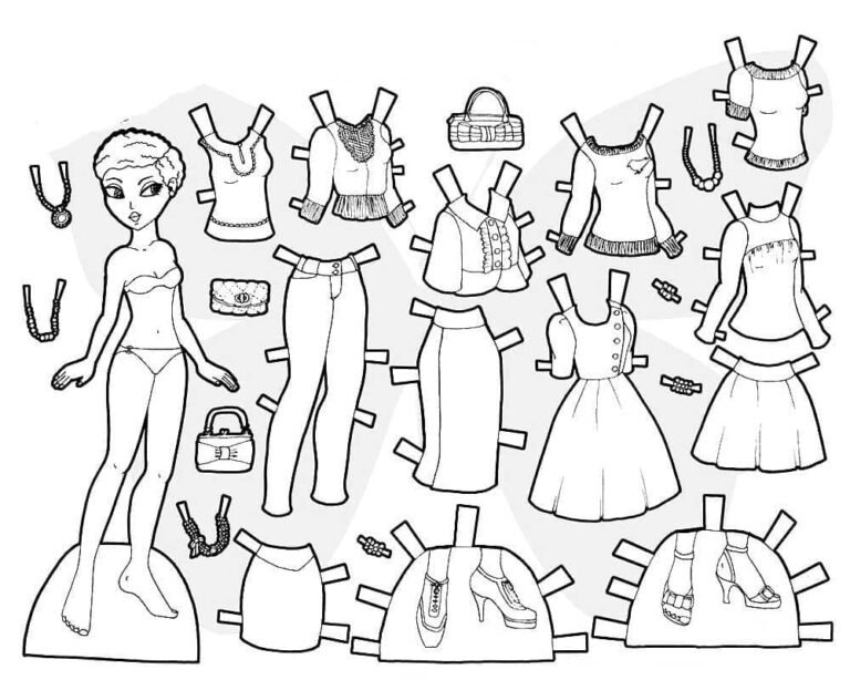 Paper Doll Coloring Pages Printable for Free Download