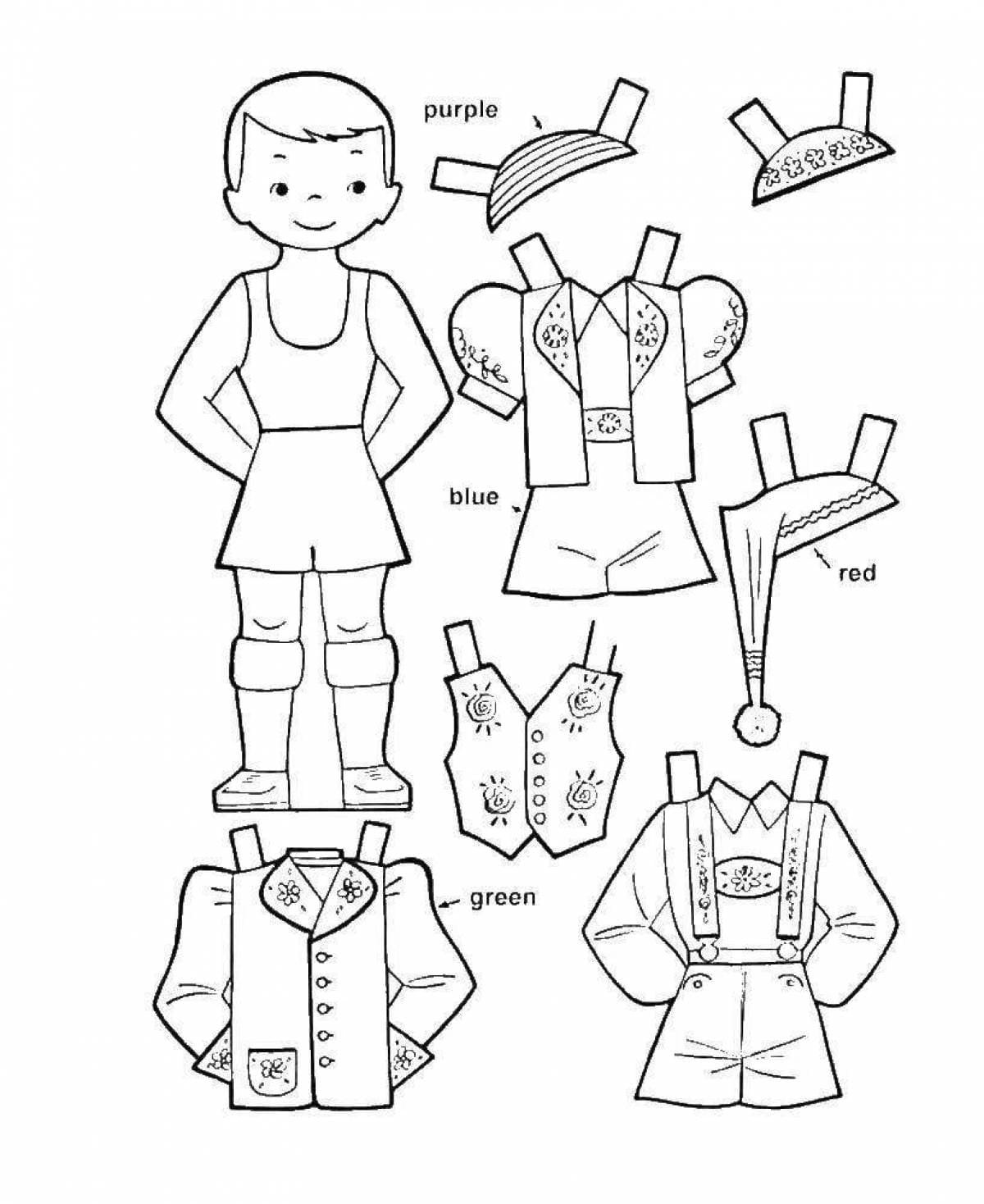 boy paper doll coloring page