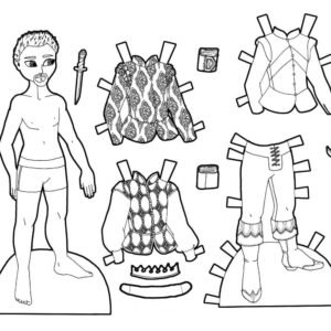 boy paper doll coloring page