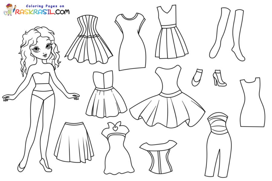 Free Printable Paper Doll Coloring Page - Pjs and Paint