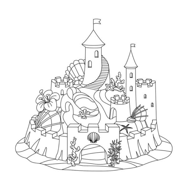 Sand Castle Coloring Pages Printable for Free Download