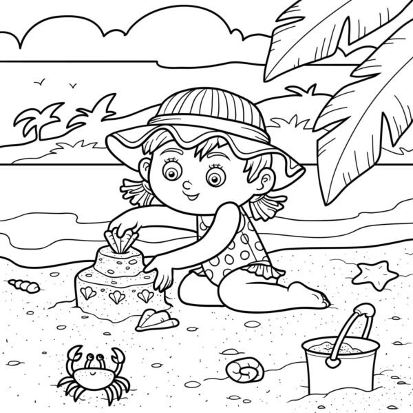 Sand Castle Coloring Pages Printable for Free Download