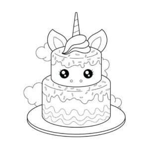 Unicorn Cake Coloring Pages Printable for Free Download