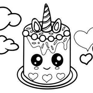 Unicorn Cake Coloring Pages Printable for Free Download