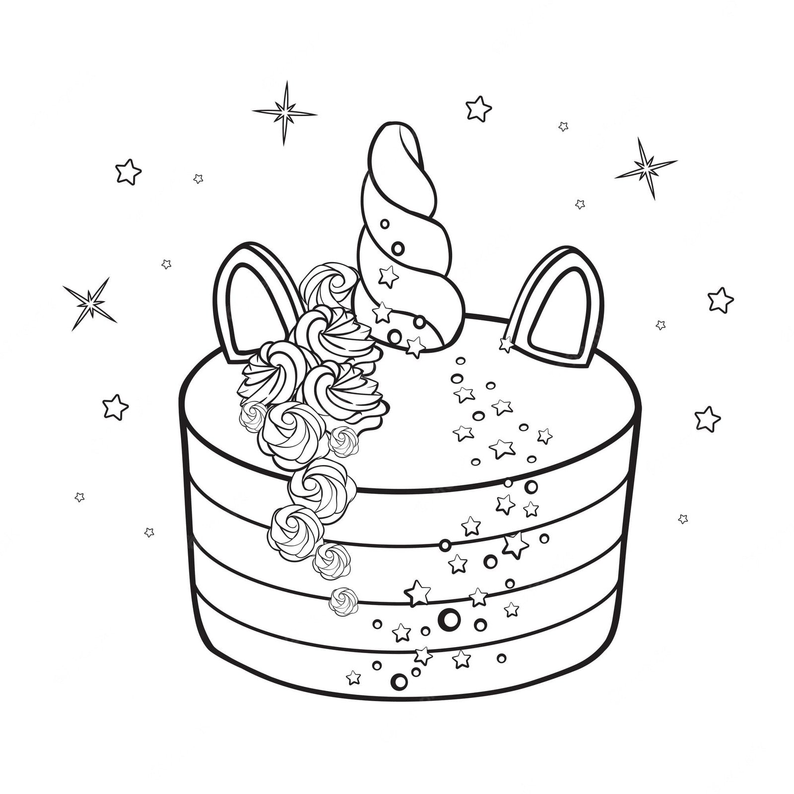 Unicorn Cake Coloring Pages Printable for Free Download