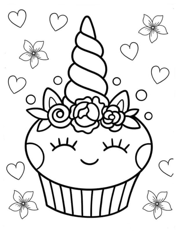 Unicorn Cake Coloring Pages Printable for Free Download