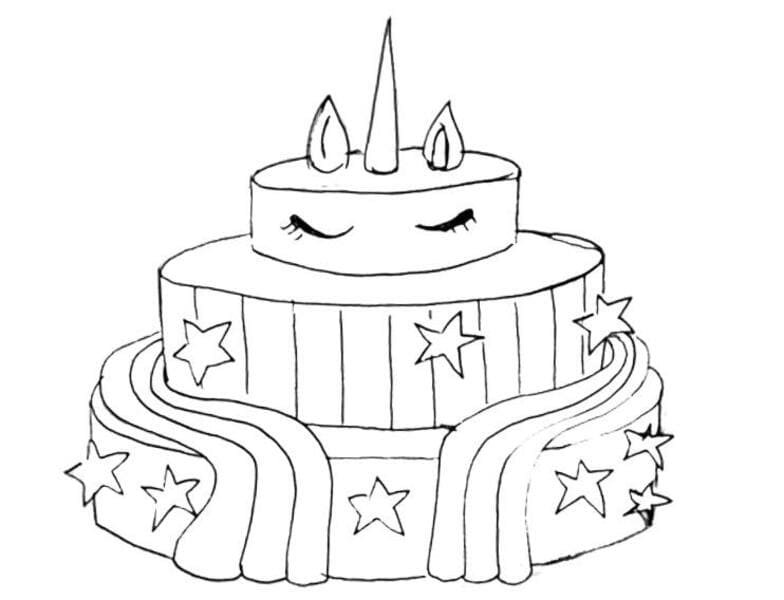 Unicorn Cake Coloring Pages Printable For Free Download