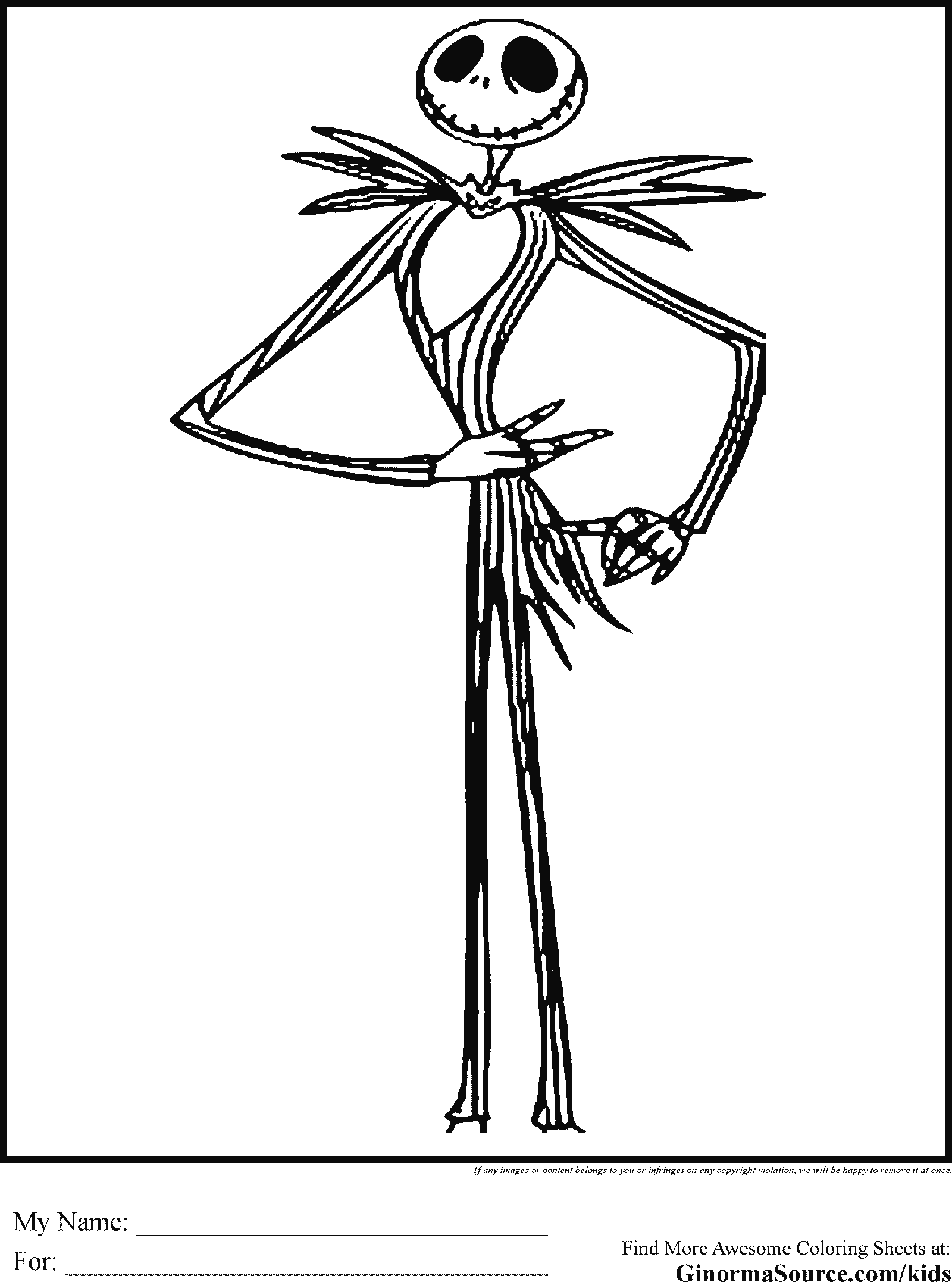 9 Iconic Jack Skellington Coloring Page from Nightmare Before