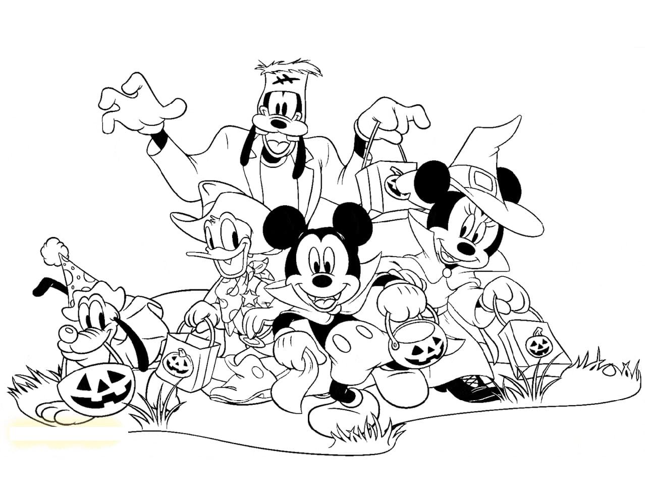 mickey mouse halloween coloring pages