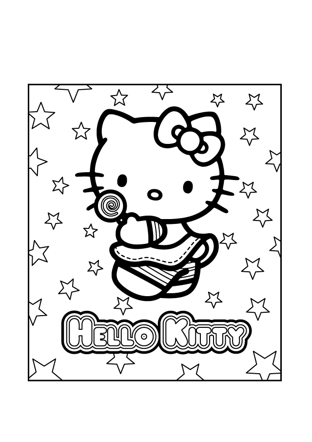 Hello Kitty with I Love You Heart coloring page