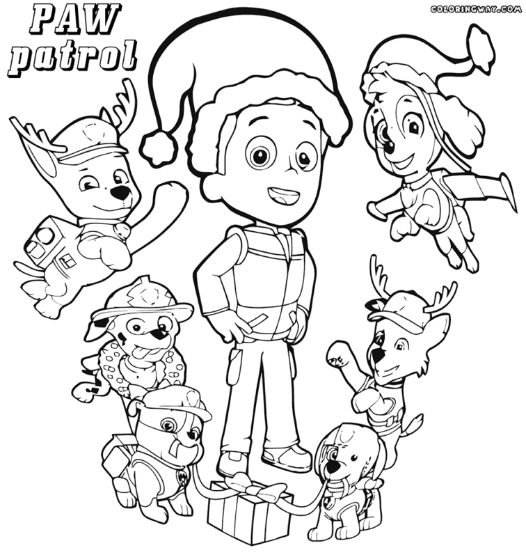 Paw Patrol Christmas Coloring Pages Printable for Free Download
