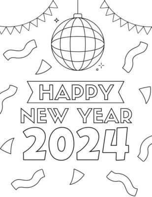 New Year 2024 Coloring Pages Printable for Free Download