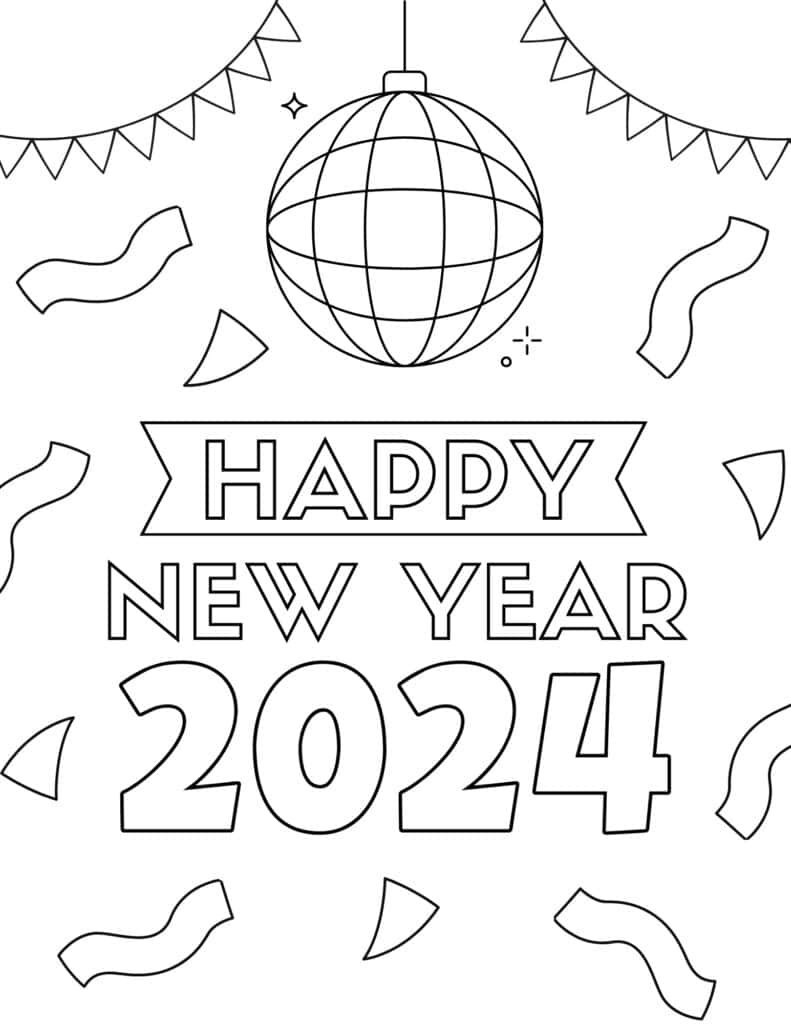 New Year 2024 Coloring Pages Printable for Free Download