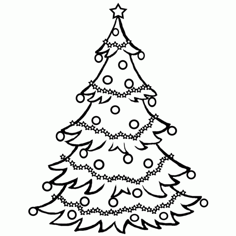 Christmas Tree With Presents Coloring Page Printable for Free Download