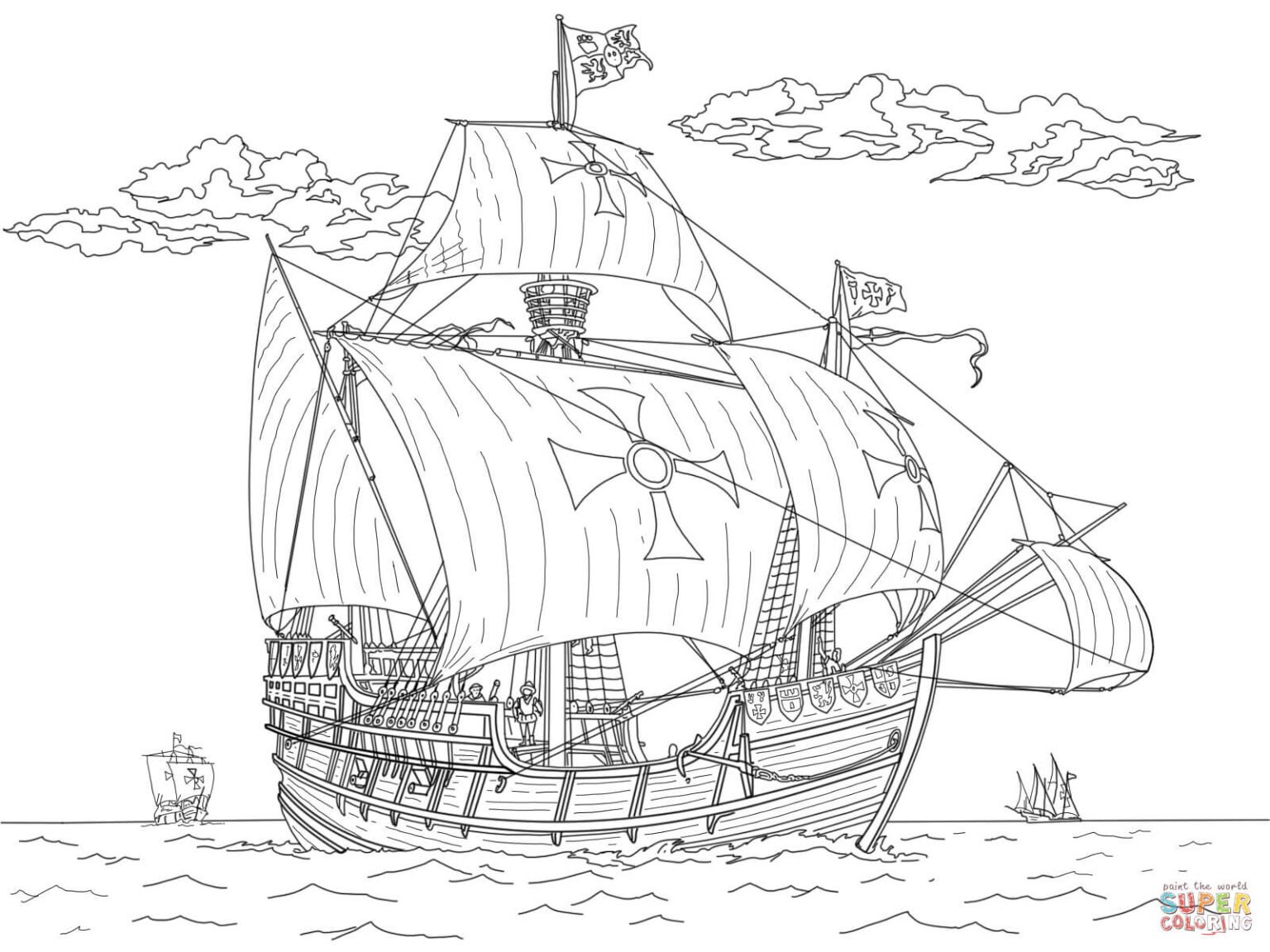 Nina Pinta Santa Maria Coloring Pages Printable For Free Download