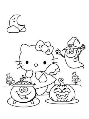 Hello Kitty Halloween Coloring Pages Printable for Free Download