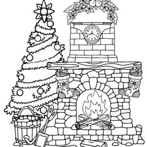 Christmas Fireplace Coloring Pages Printable for Free Download