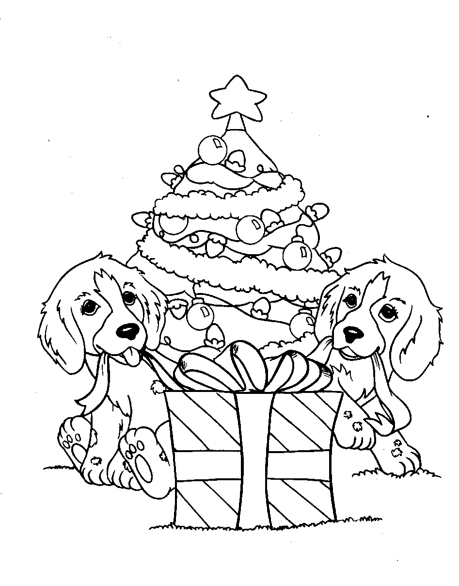 christmas puppies coloring pages