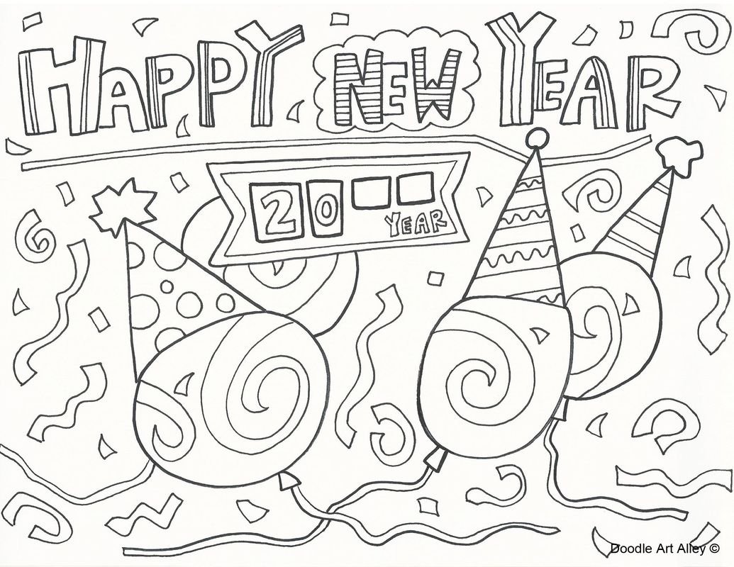 Happy New Year Hat Coloring Pages Printable for Free Download