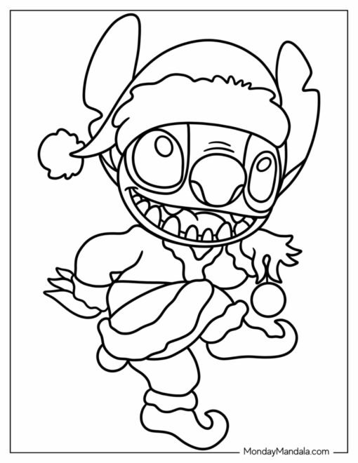 Stitch Christmas Coloring Pages Printable For Free Download