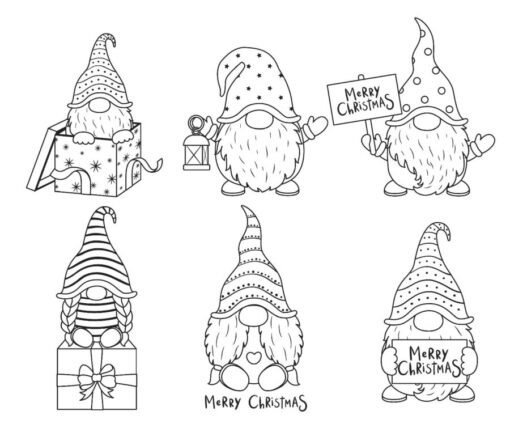 Christmas Gnome Coloring Pages Printable for Free Download