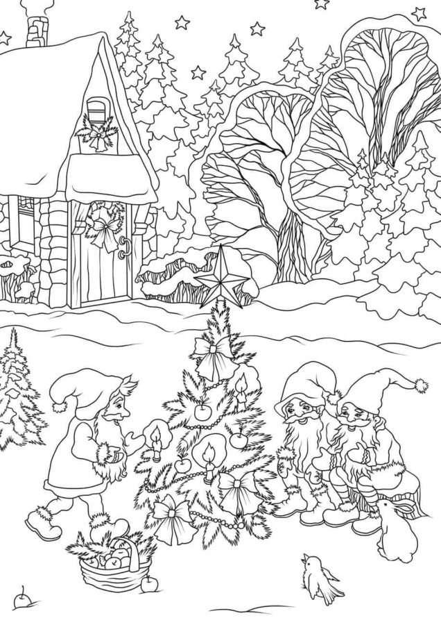 Christmas Gnome Coloring Pages Printable for Free Download