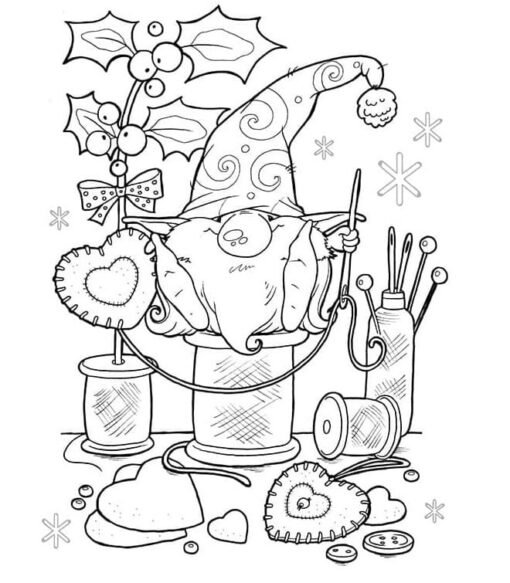 Christmas Gnome Coloring Pages Printable for Free Download