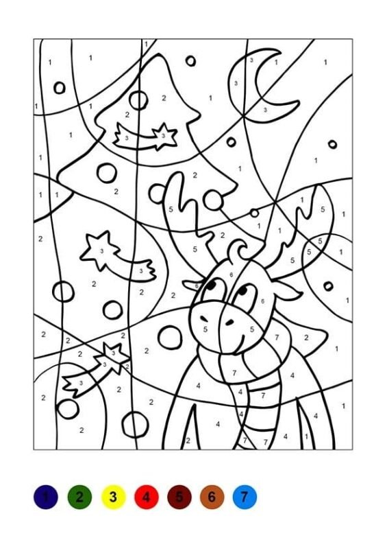 Christmas Color By Number Coloring Pages Printable for Free Download