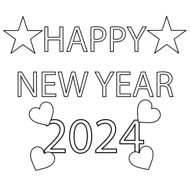 New Year 2024 Coloring Pages Printable for Free Download