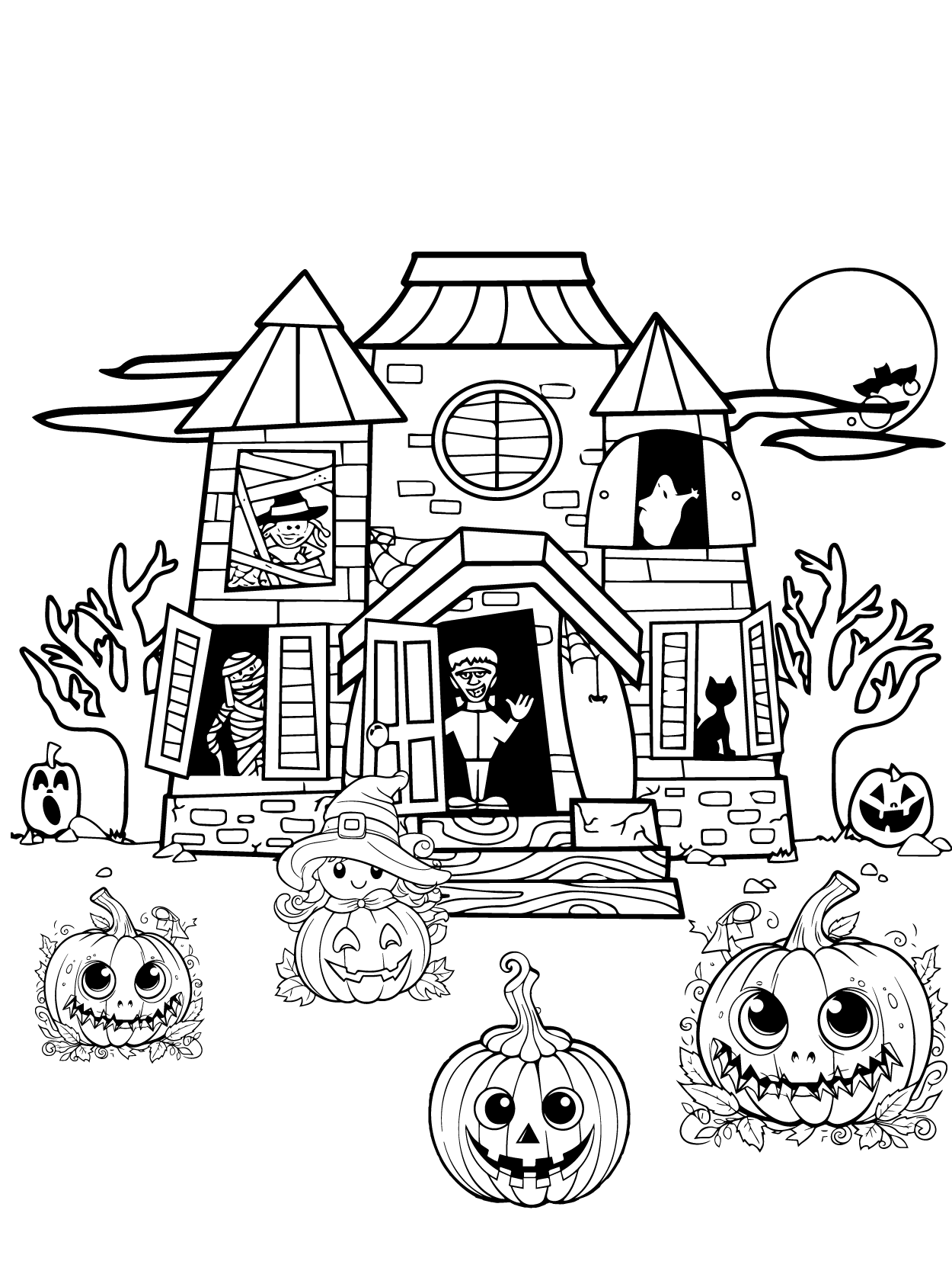 Kawaii Halloween Coloring Pages Printable for Free Download