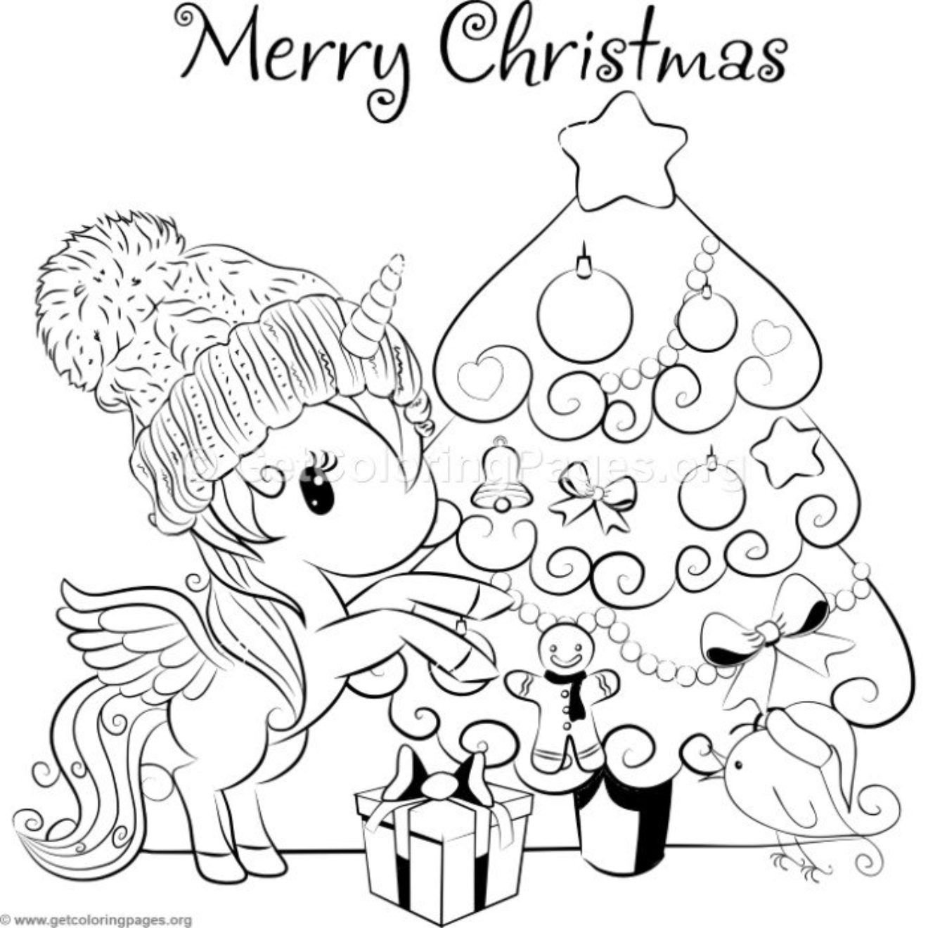 christmas unicorn coloring pages