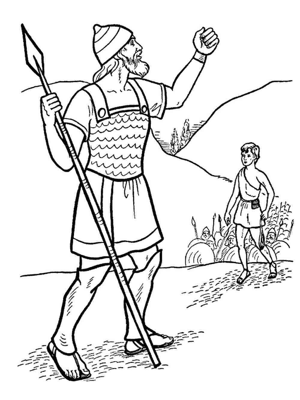 David and Goliath Coloring Pages Printable for Free Download