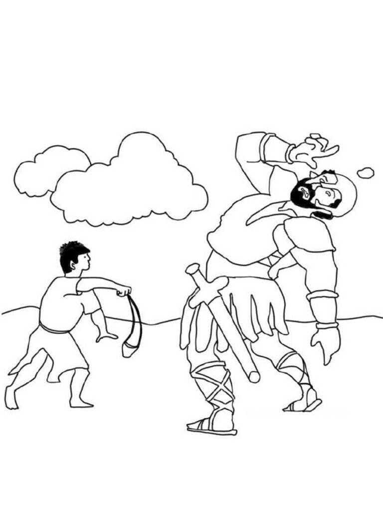 David and Goliath Coloring Pages Printable for Free Download