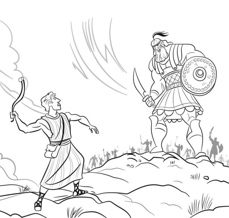 David and Goliath Coloring Pages Printable for Free Download