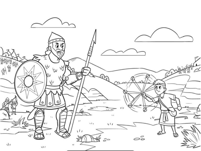 David and Goliath Coloring Pages Printable for Free Download