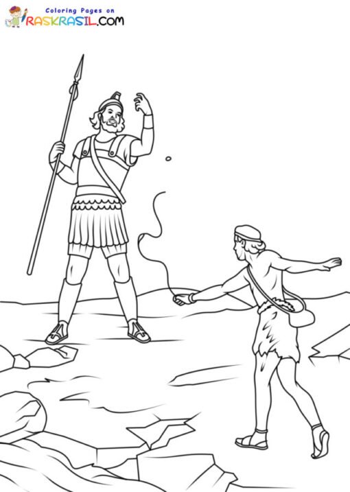 David and Goliath Coloring Pages Printable for Free Download