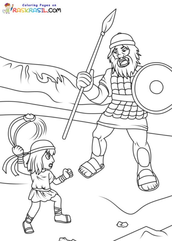 David and Goliath Coloring Pages Printable for Free Download