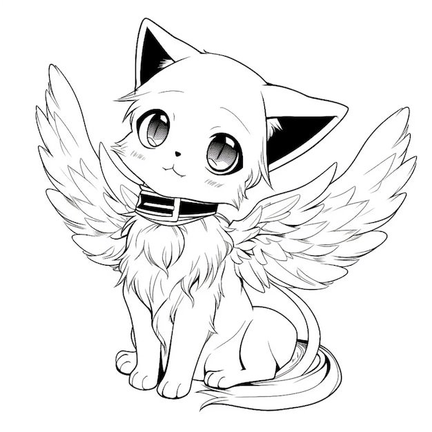 Winged Cat Coloring Pages Printable for Free Download