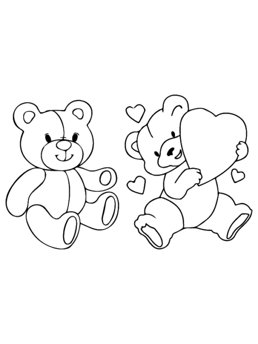 Teddy Bear Valentines Coloring Pages Printable for Free Download