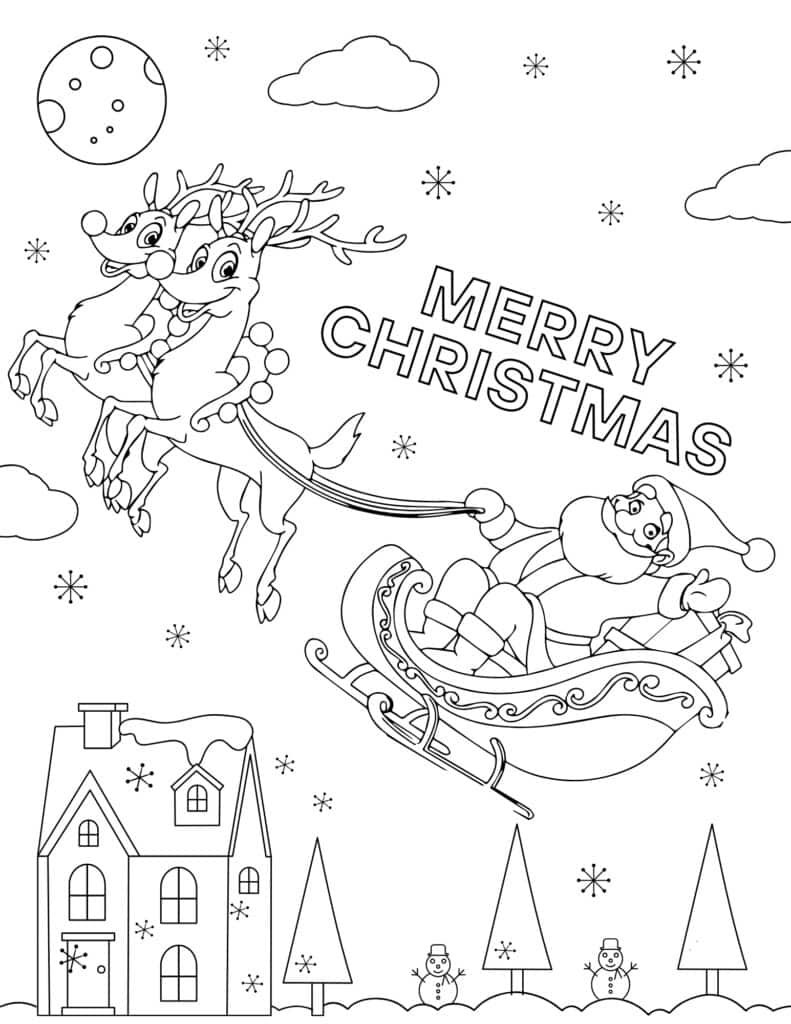 Flying Santa Coloring Pages Printable for Free Download