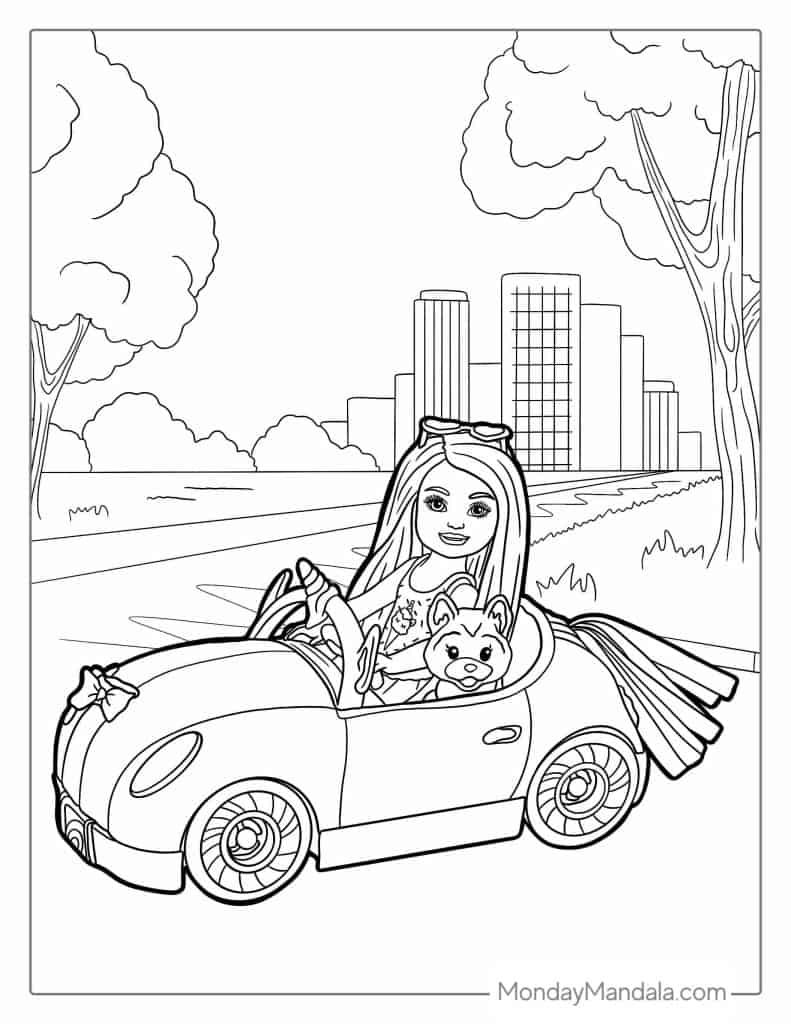 Barbie Car Coloring Pages Printable for Free Download