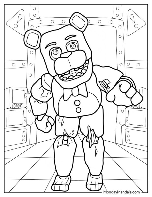 Withered Freddy Coloring Pages Printable for Free Download