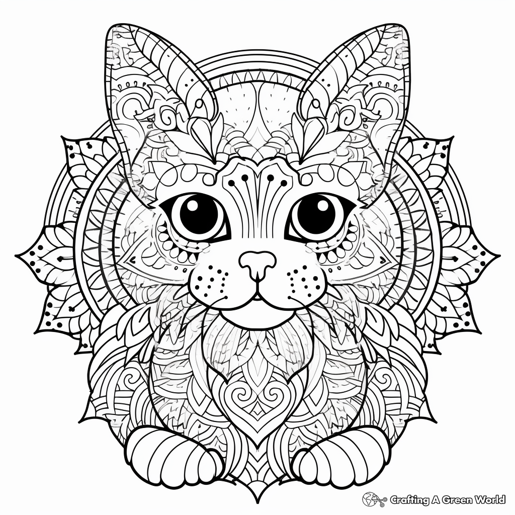 Mandala Cat Coloring Pages Printable for Free Download