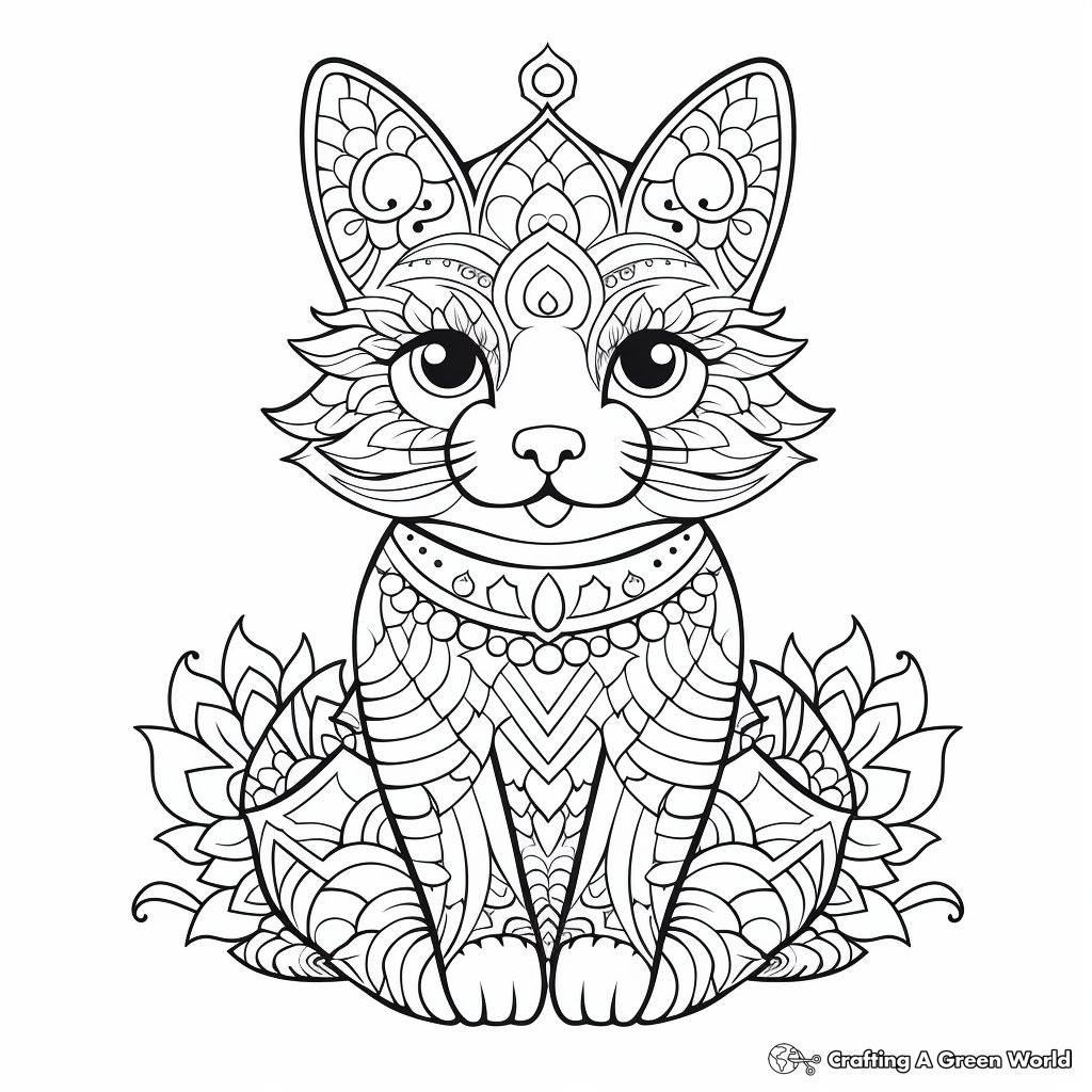 Mandala Cat Coloring Pages Printable for Free Download